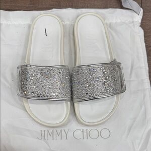 Jimmy Choo Metallic Crystal Slides